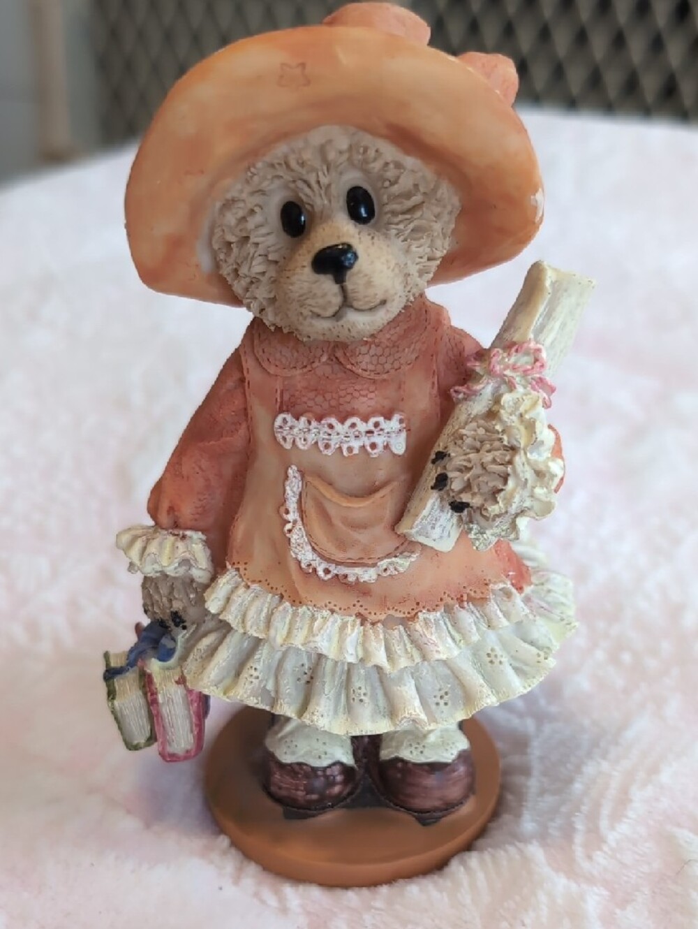 Boyds Bears and Friends Orange Cute Bear Figurine Holding Books & Scrolls